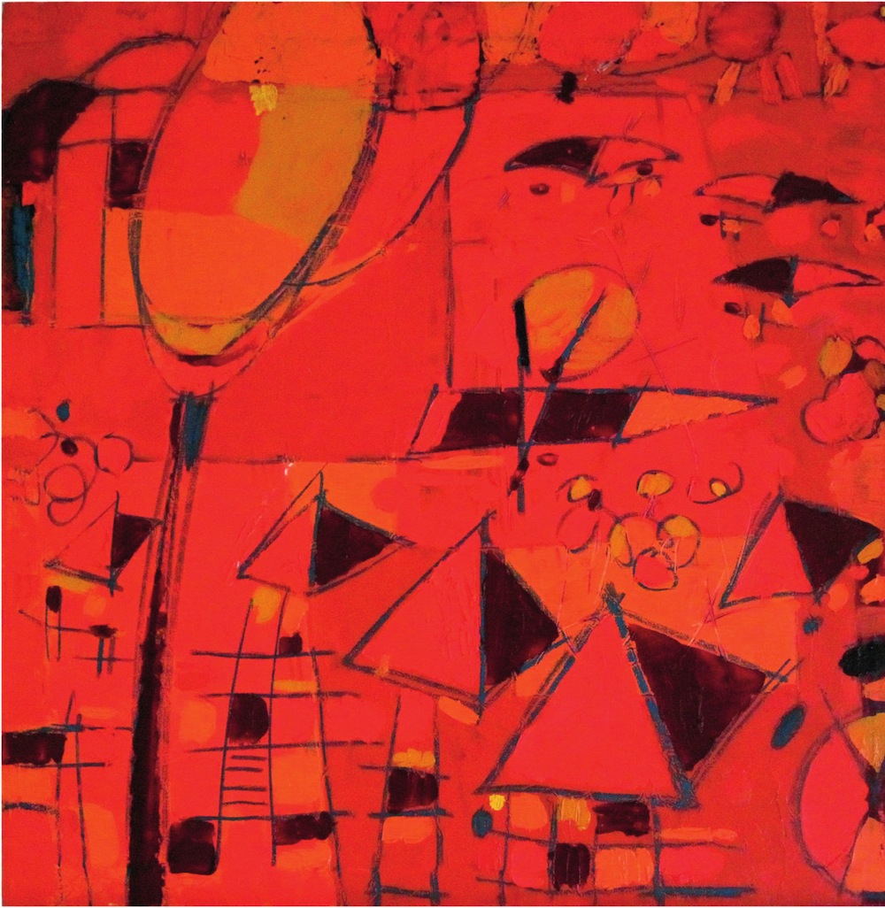 Mercato Rosso, 2007<br/>Olio su tela, 80 x 80 cm