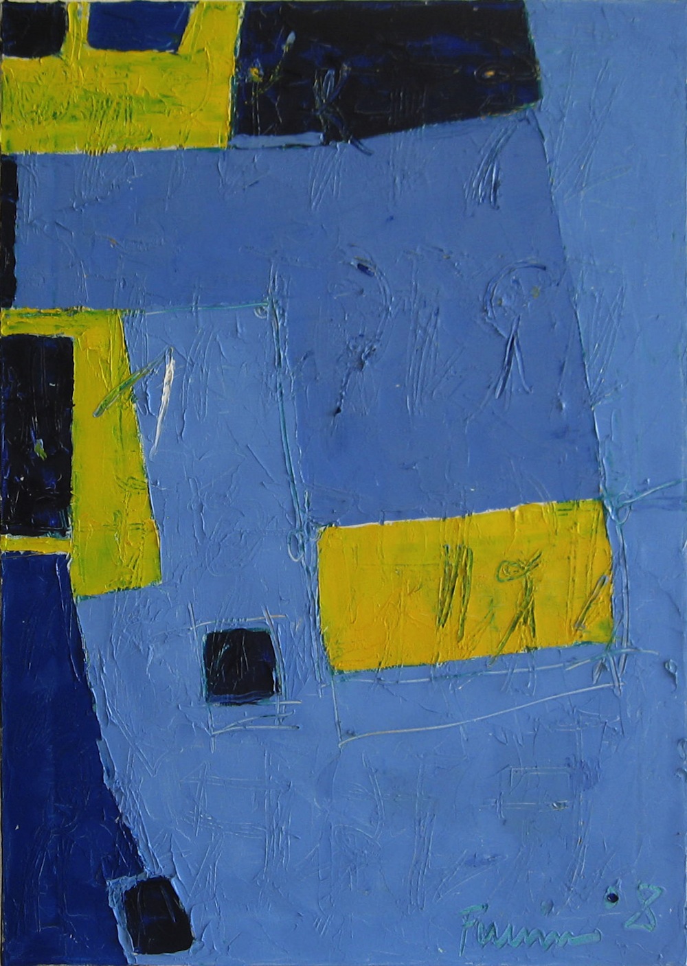 Azzurro-giallo, 2008<br/>Olio su tela, 90 x 100 cm