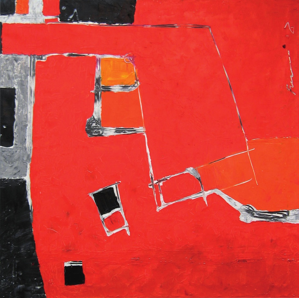 Rosso-grigio, 2010<br/>Olio su tela, 90 x 90 cm