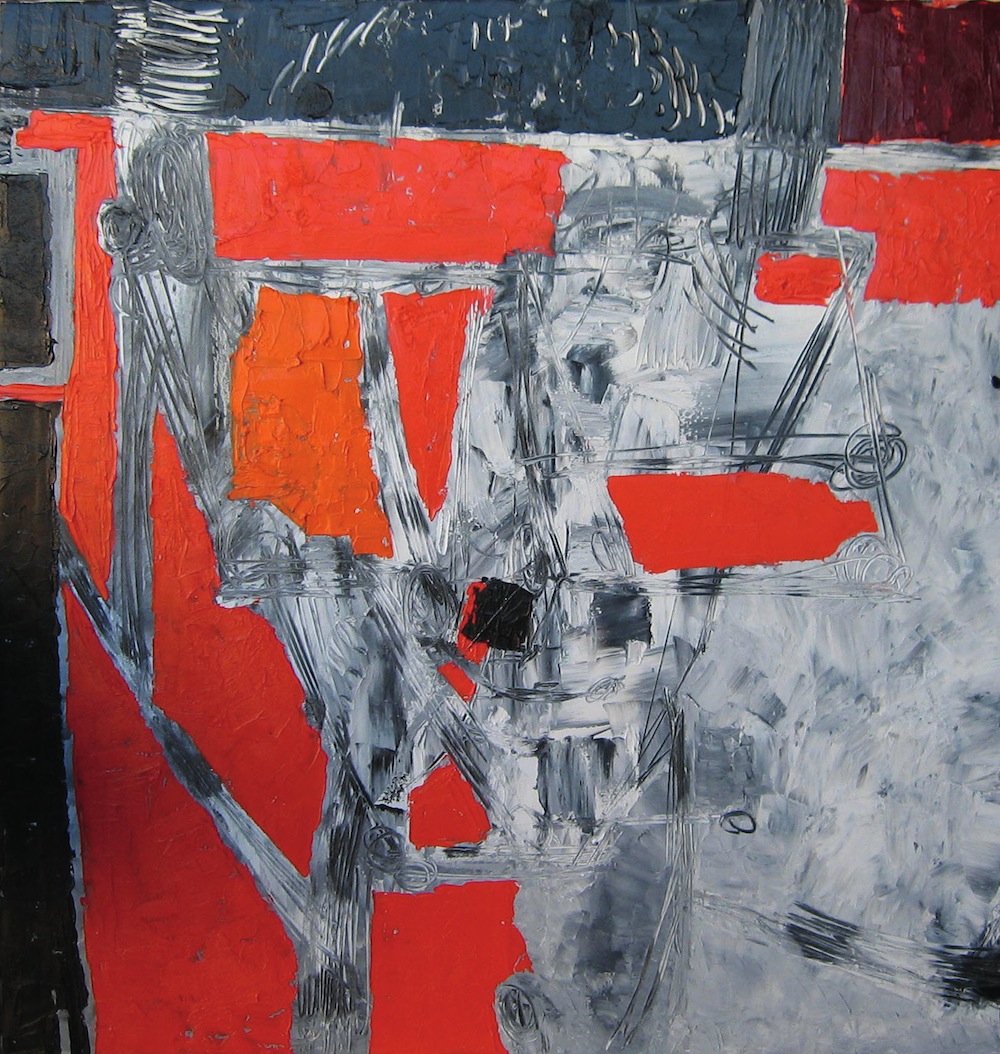 Rosso-grigio, 2011<br/>Olio su tela, 100 x 100 cm