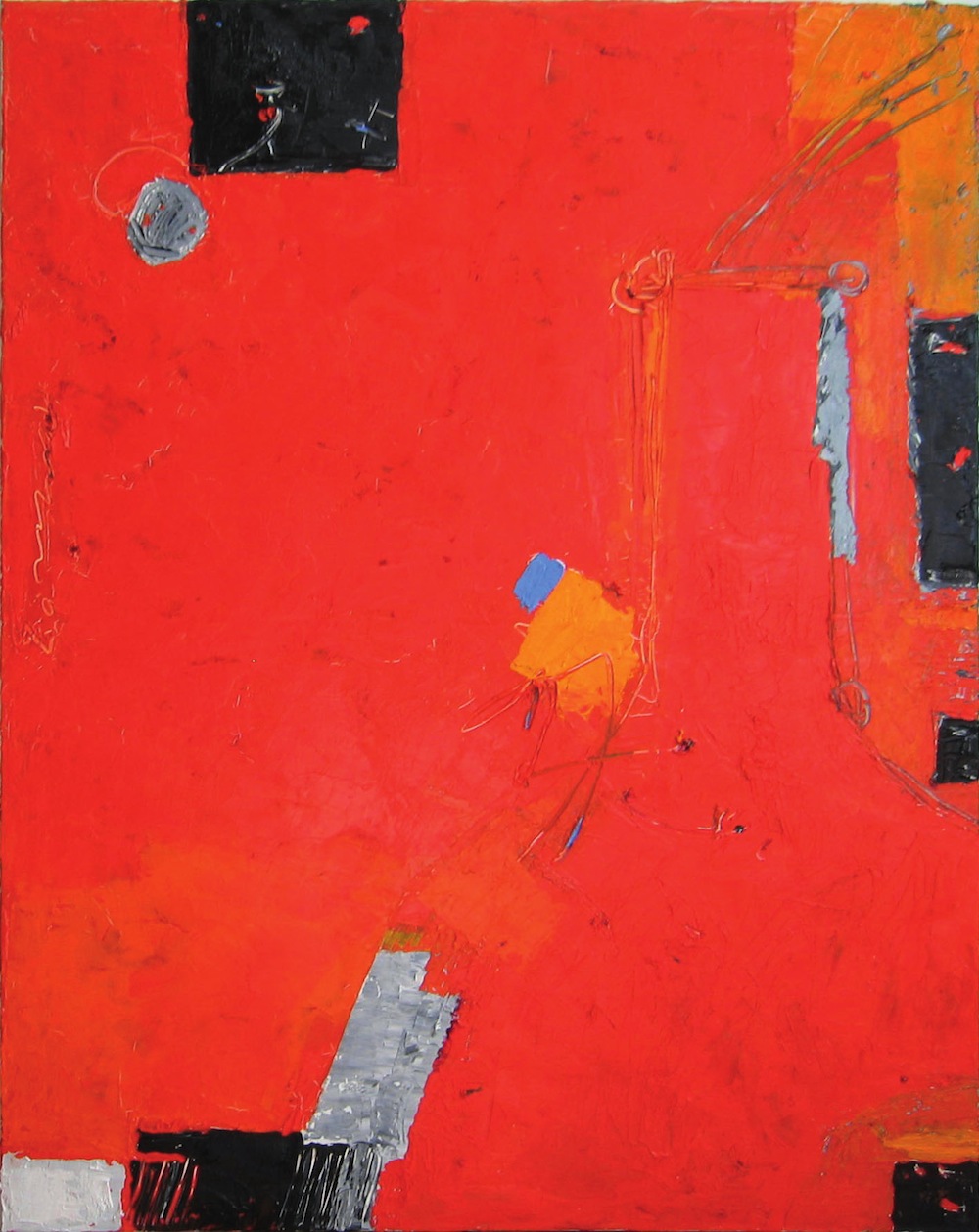 Rosso-grigio, 2011<br/>Olio su tela, 90 x 100 cm
